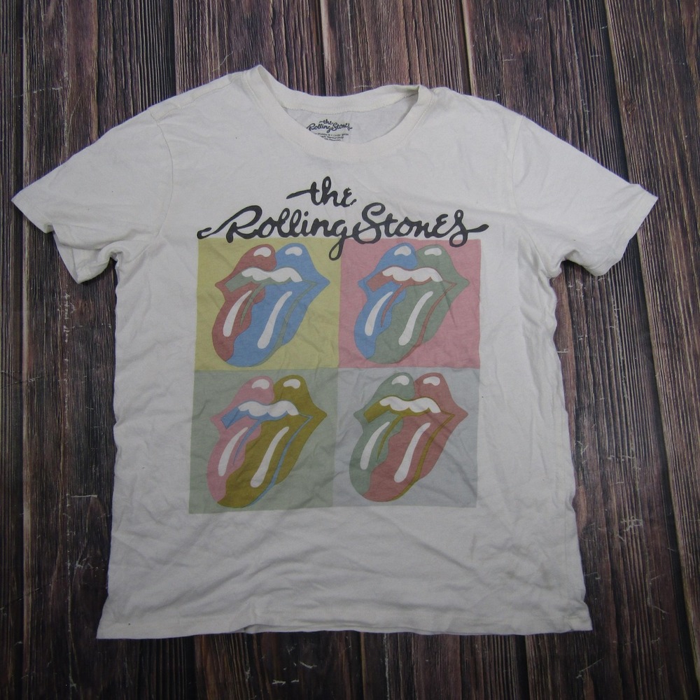 The Rolling Stones Tongue Logo Shirt Mens Small White Band Music‎ Graphic Tee